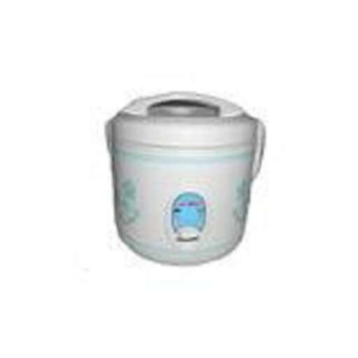 a white ceramic container with a blue design on the lid.