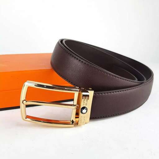 leather belt with a gold buckle