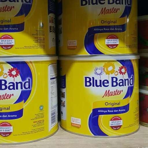 a blue band is on the shelf in a store.