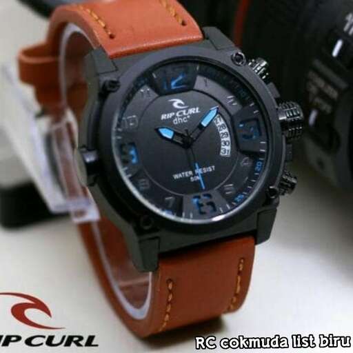 the watch is made of leather and has a black strap that is a black leather strap.