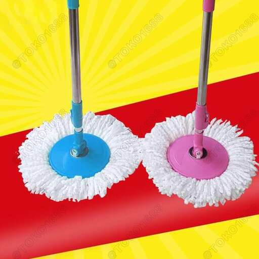 a pair of white and blue mop and a pink and blue pinwheel