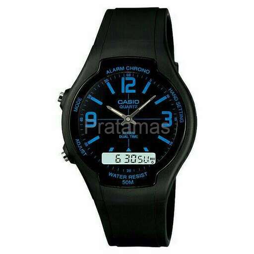 black watch with blue dial on a white background
