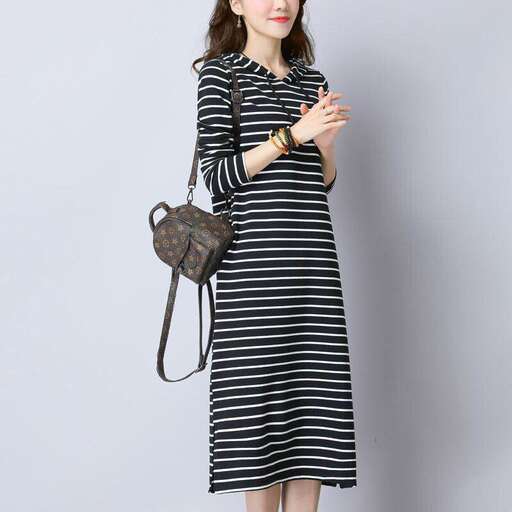 striped dress in a striped dress