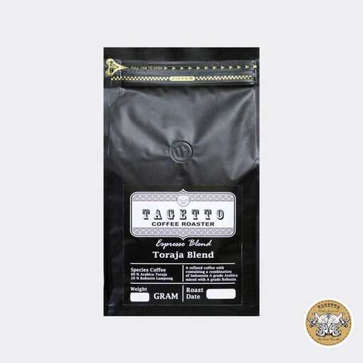 a bag of black coffee