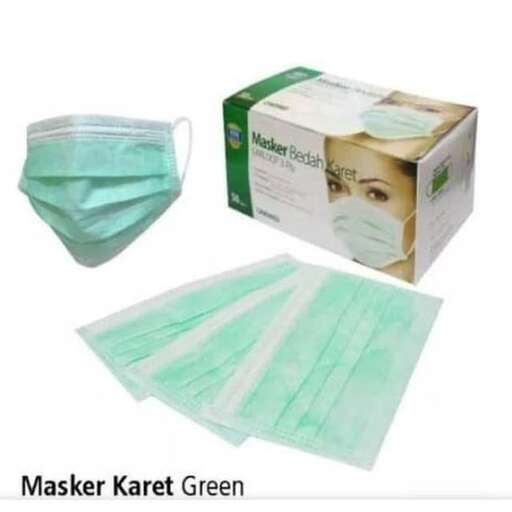 a green and white teal set with a clear plastic bag.