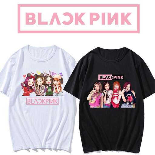 pink with black and white t - shirt