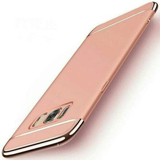 a pink cell phone with a silver handle.