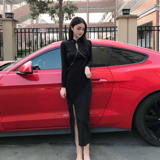 person in a black dress