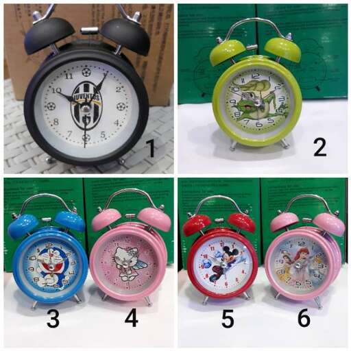 a set of alarm clocks with different designs
