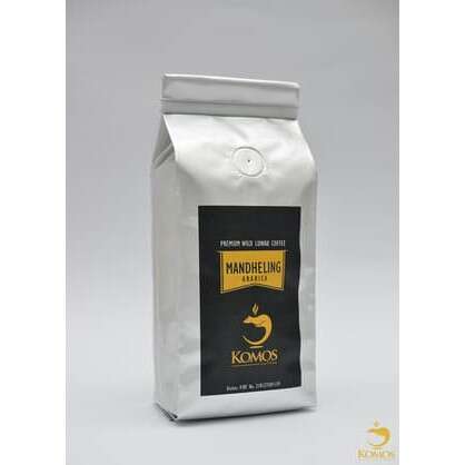 a bag of coffee is sitting on a table.