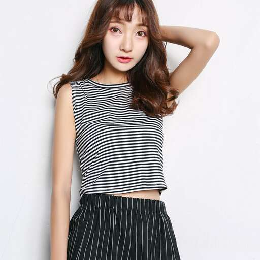 the girl in the striped crop top
