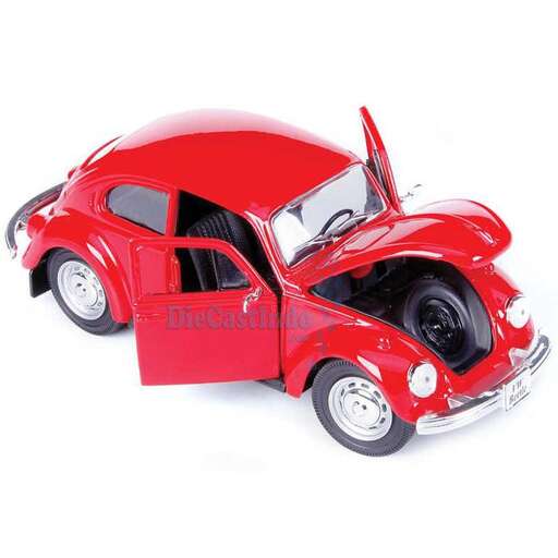 a red toy car with a hood