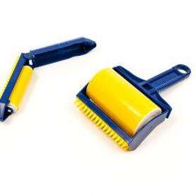yellow and blue paint brush in a white background