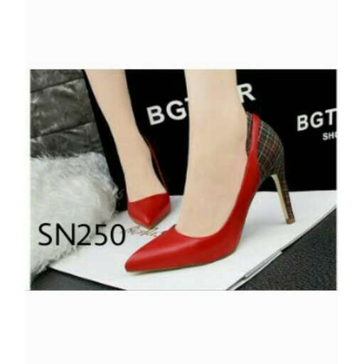 red shoes with a heel