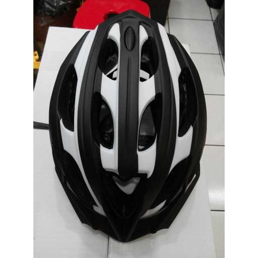 the helmet is made from a plastic bag.