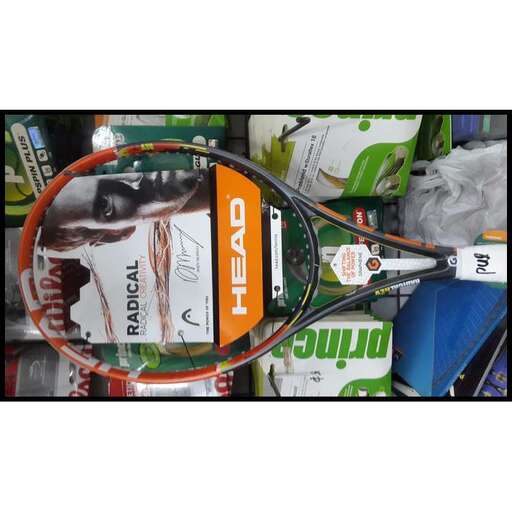 a tennis racket with a picture of a woman on it.