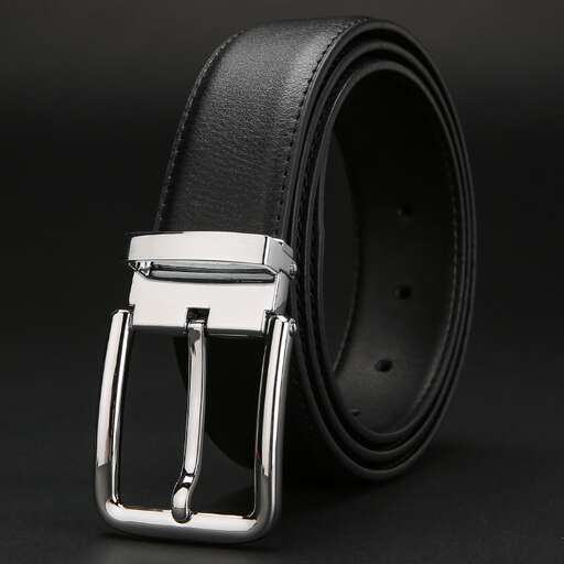 leather belt with a silver buckle