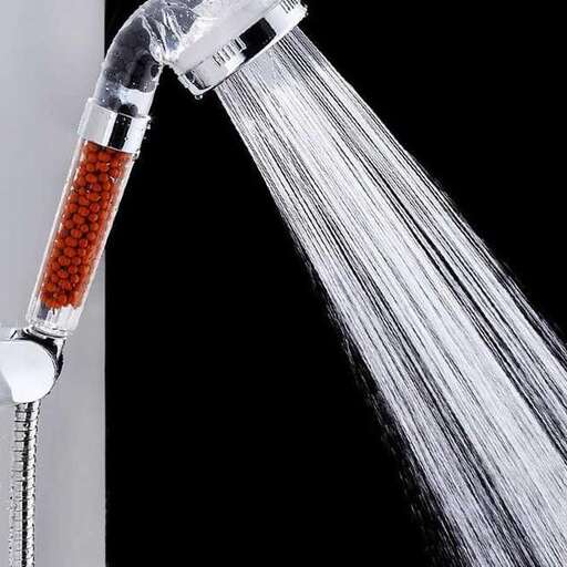 a shower head with a clear shower head.