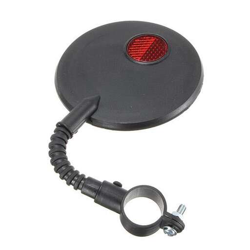 the alarm is made of metal and has a red light inside.