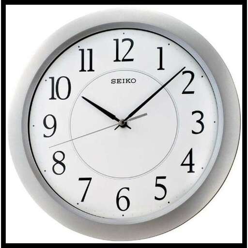 a clock with a white face and black hands.