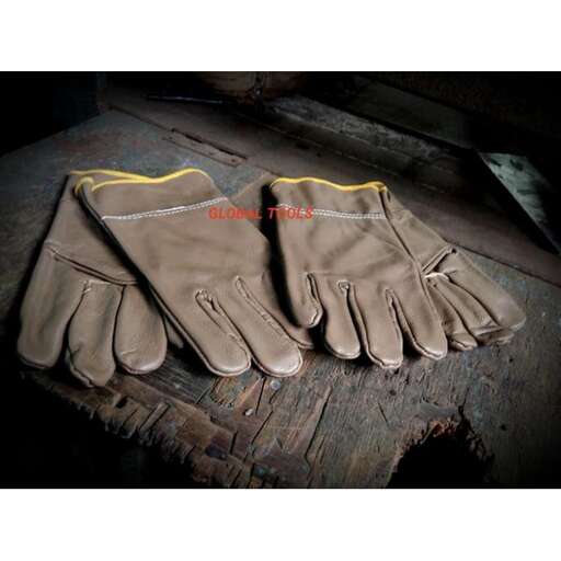 a pair of gloves in the process of being used.