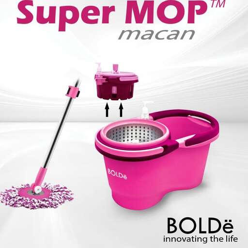 this is a pink bucket with a pink handle.
