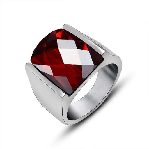 a ring with a red stone