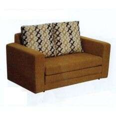 a brown chair with a black and white checkered pillow.