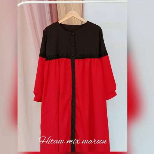 black and red dress with a long sleeve