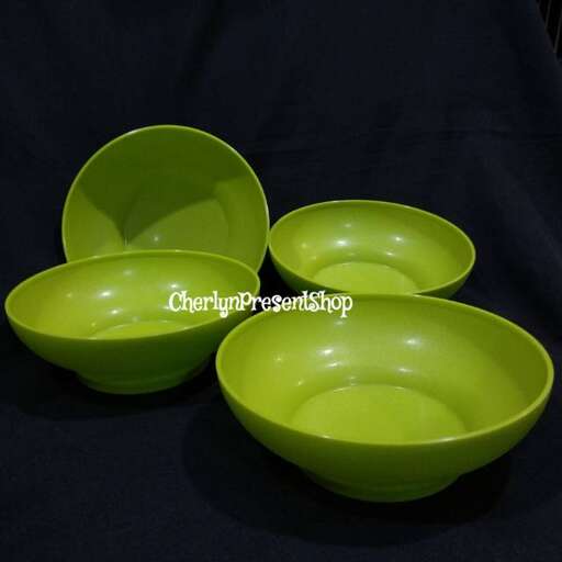 green bowls in a row