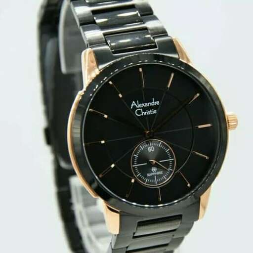 watch - black watch with a gold dial