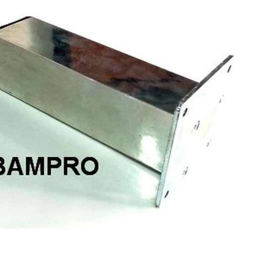 a metal box with the word 