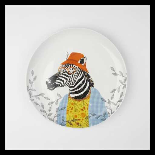 a zebra on a plate