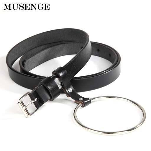 a leather belt with a buckle and a buckle.