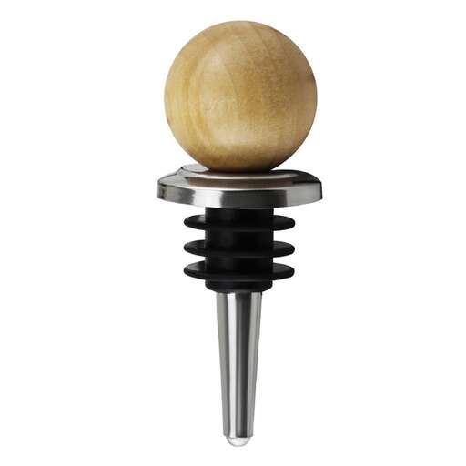 a wooden ball on a metal stand
