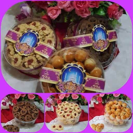 a collage of a cake and cupcakes