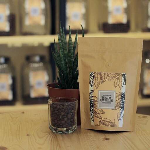 a small plant is in a small glass jar.