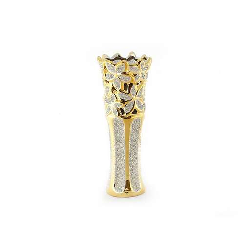 a pair of 18k gold plated ring with a floral pattern.