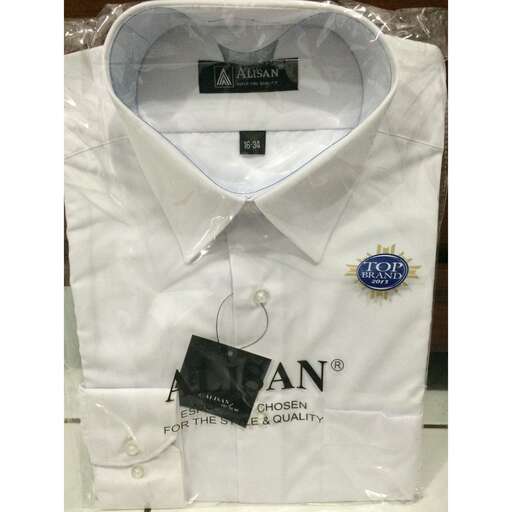 a white shirt with a logo on the front and the collar.