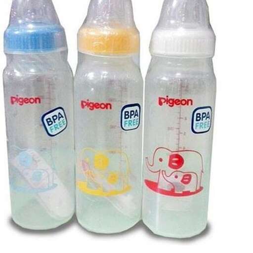 three plastic bottles with a baby on them.