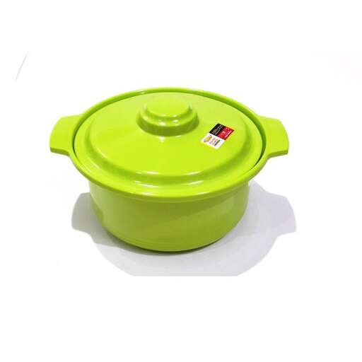 a green pot with a lid on a white background