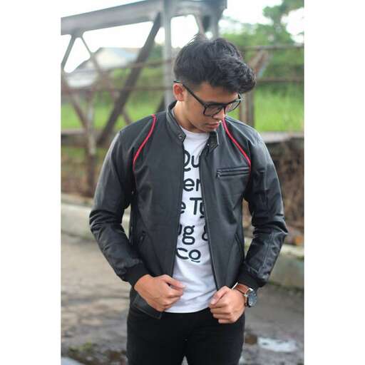 leather jacket with a zipper