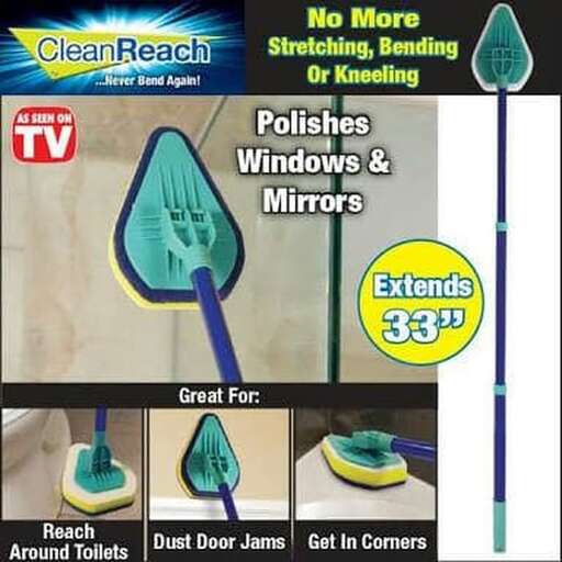 a window cleaner with a washing machine and mirror