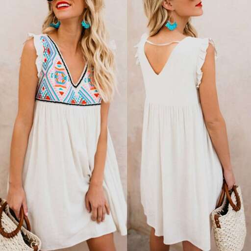 white dress with a pop of color