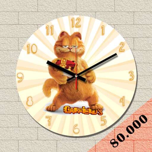 a cat with a clock face and a cat on the wall