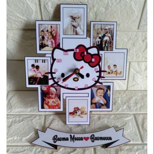 a cat made out of cards and pictures.