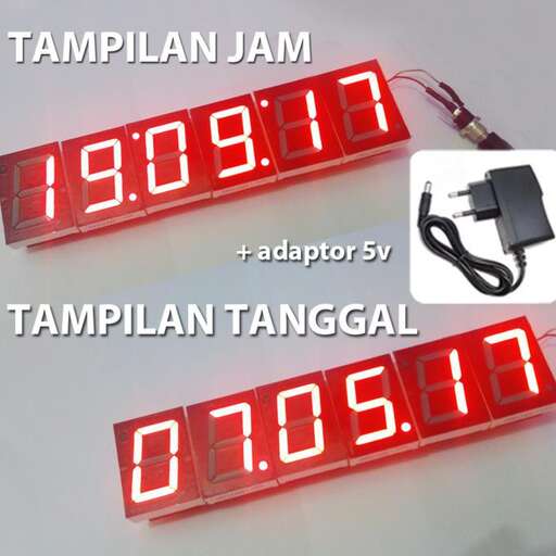 a digital clock with red numbers and a red light