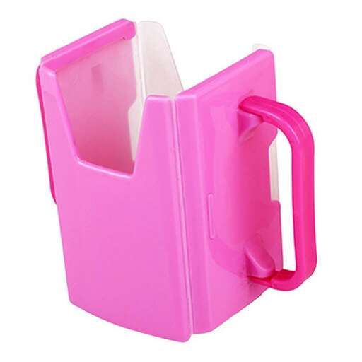 pink plastic pitcher with lid isolated on a white background