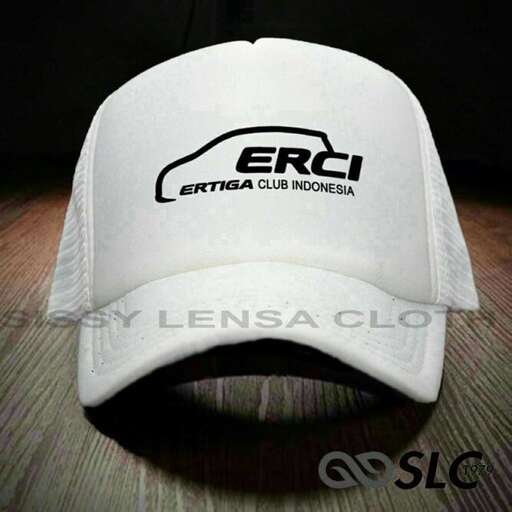 a white baseball cap with a logo
