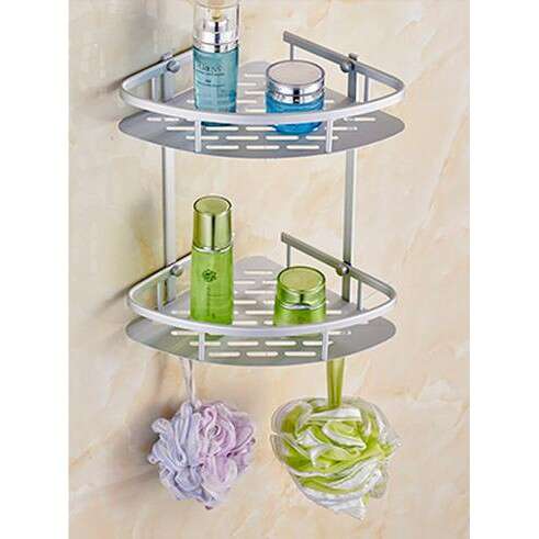 a metal shelf with a glass shelf and a glass shelf.